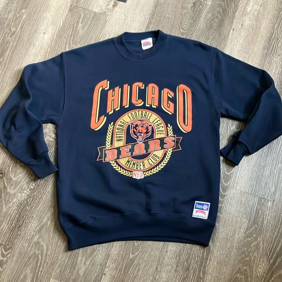 vintage 90s Chicago Bears Nutmeg Mills navy blue crewneck sweatshirt. - Picture 1 of 13
